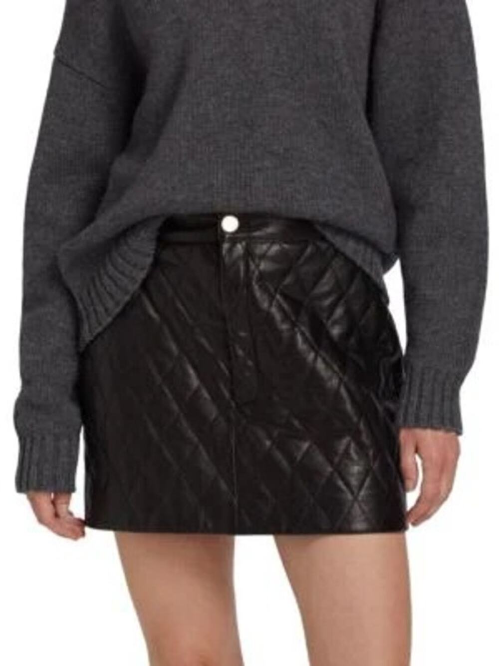 FRAME Quilted Lamb Leather Mini Skirt XL